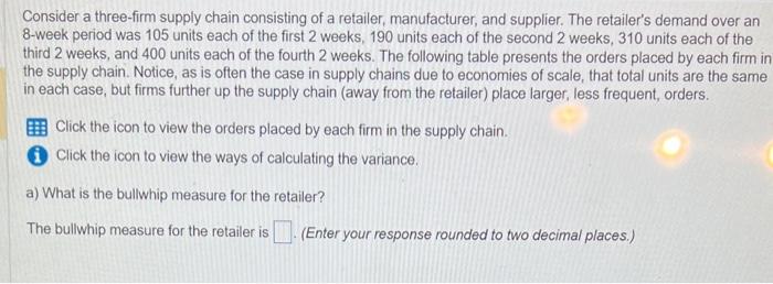 Consider a three-firm supply chain consisting of