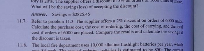 11.2 and 11.7 e. Annual total cost =$1020 11.2.