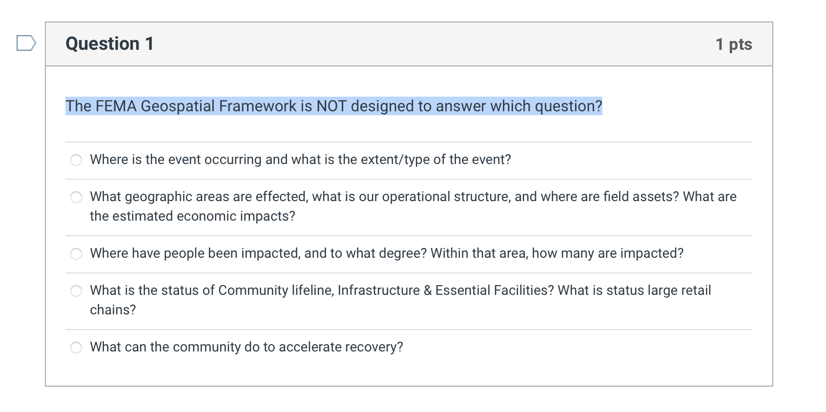The FEMA Geospatial Framework is NOT designed to