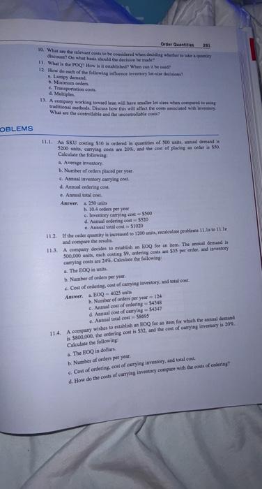 11.2 and 11.7 e. Annual total cost =$1020 11.2.