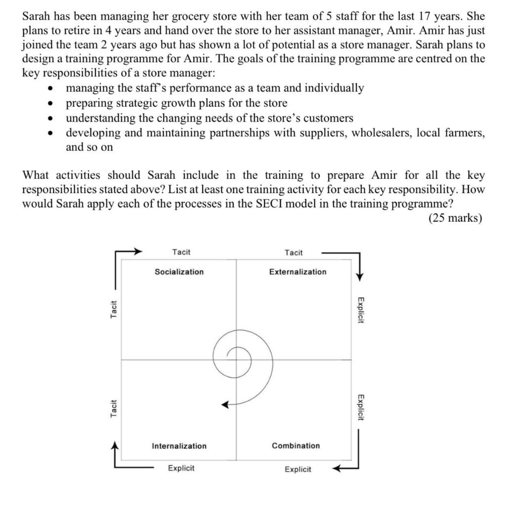 Sarah has been managing her grocery store with