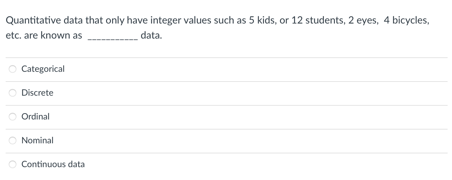 Quantitative data that only have integer values