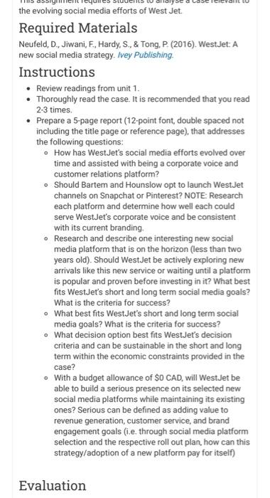 the evolving social media efforts of West Jet.