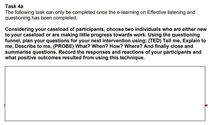 Task 4a The following task can only be completed