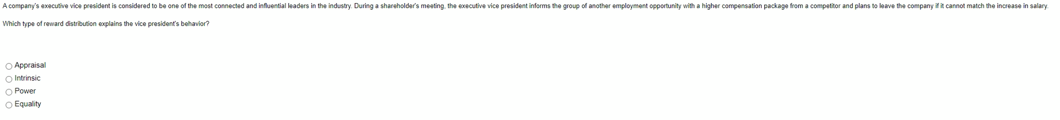 Which type of reward distribution explains the