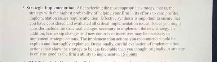 I need the strategic implementation for the