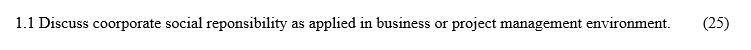 1.1 Discuss coorporate social reponsibility as