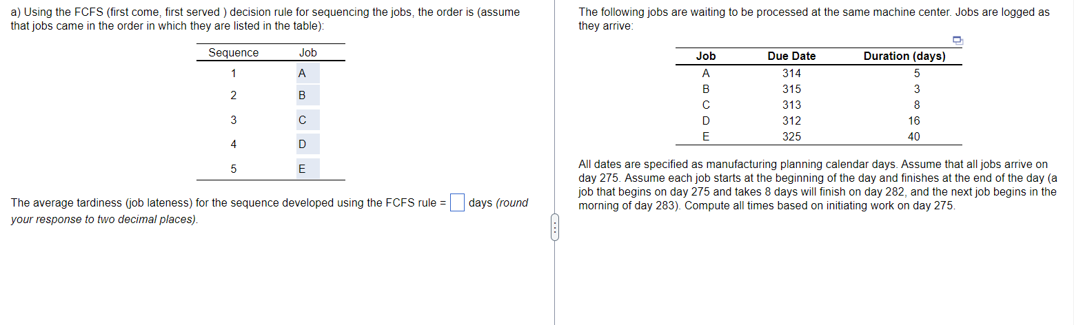 PLEASE HELP (second part) a) Using the FCFS
