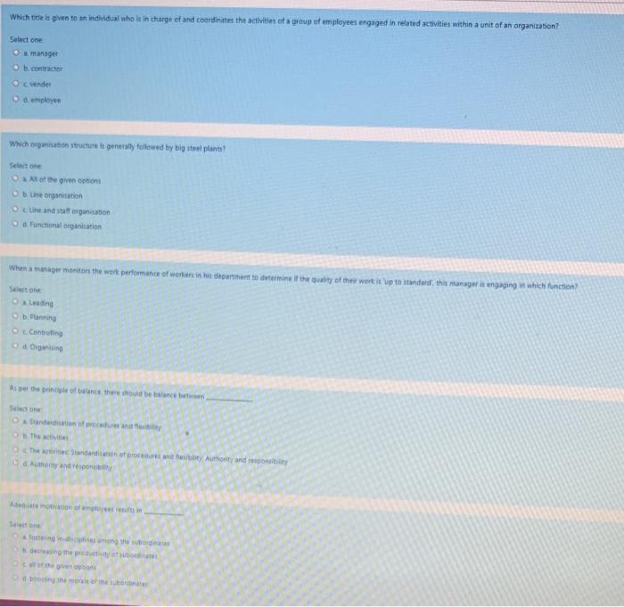 in management, the various roles that managers