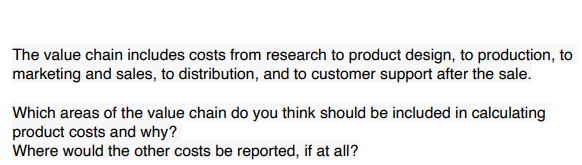 Please include citation The value chain includes