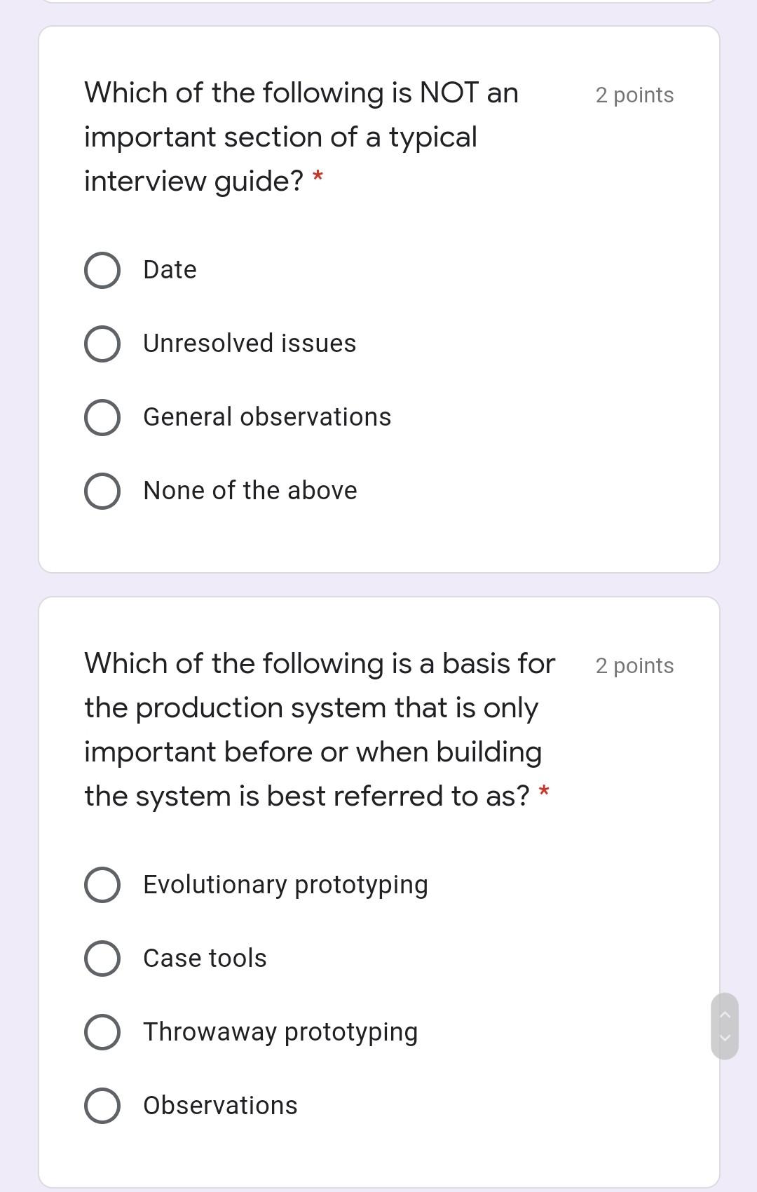 2 points Which of the following is NOT an