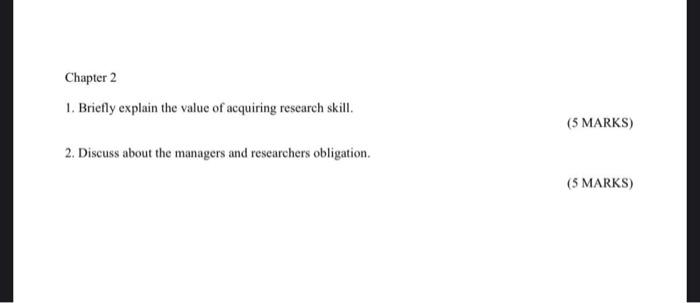 Chapter 2 1. Briefly explain the value of