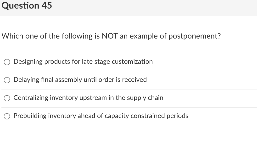 Question 45 Which one of the following is NOT an