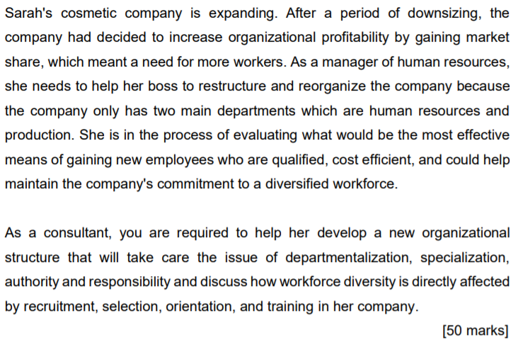 Sarah's cosmetic company is expanding. After a