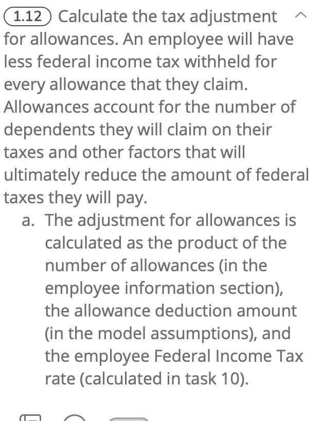 (1.12 Calculate the tax adjustment for