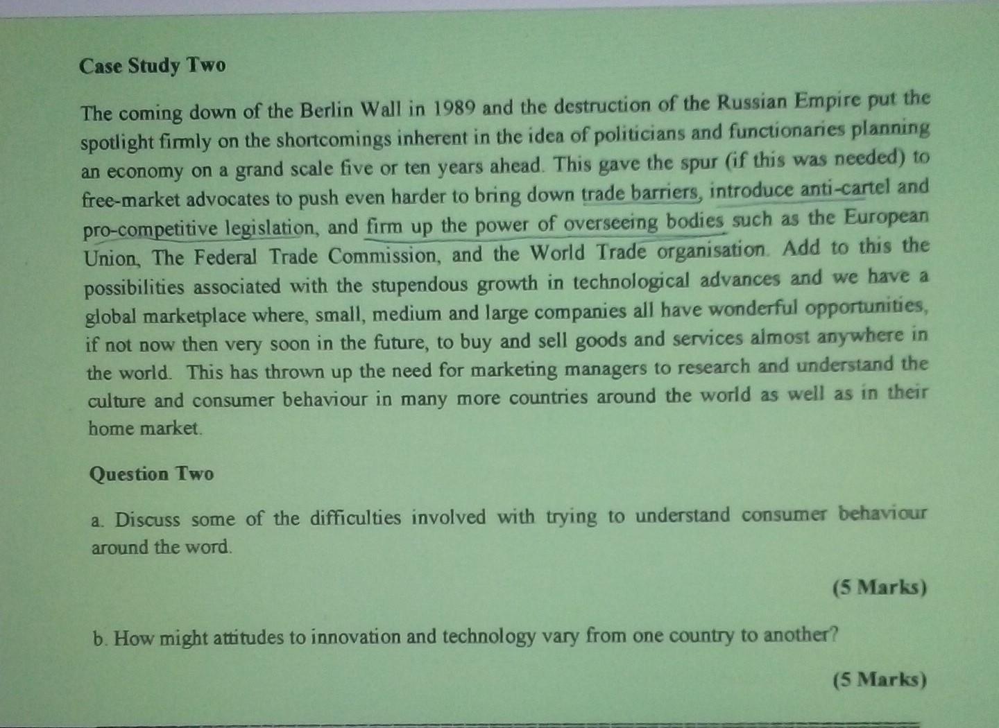 Case Study Two The coming down of the Berlin Wall