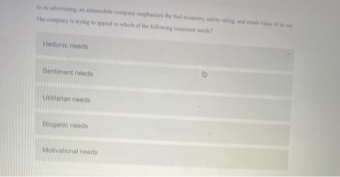 In its advertising an automobile company