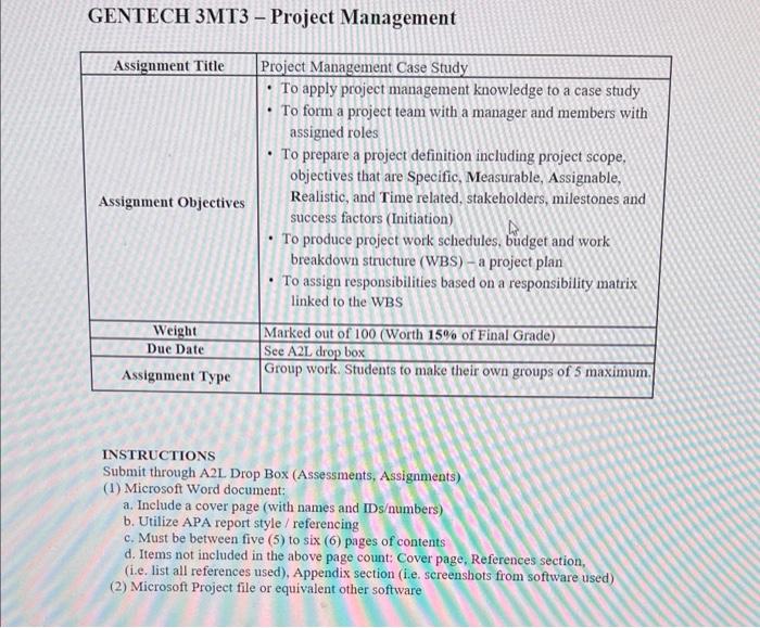 GENTECH 3MT3 - Project Management INSTRUCTIONS