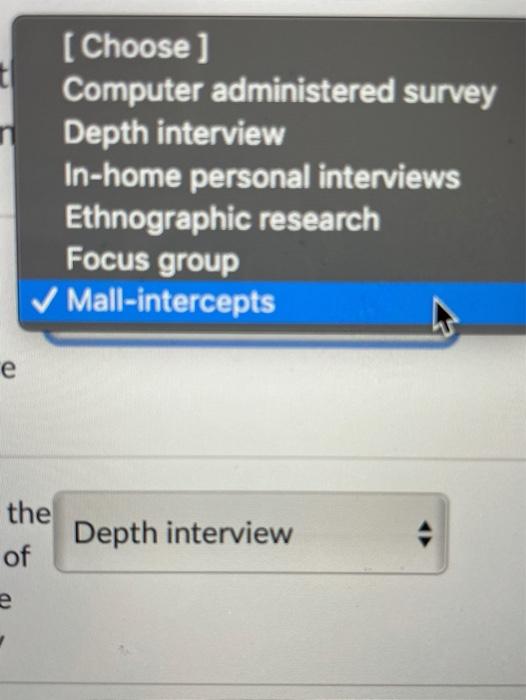 t [Choose) Computer administered survey Depth