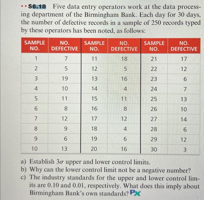- S6.18 Five data entry operators work at the