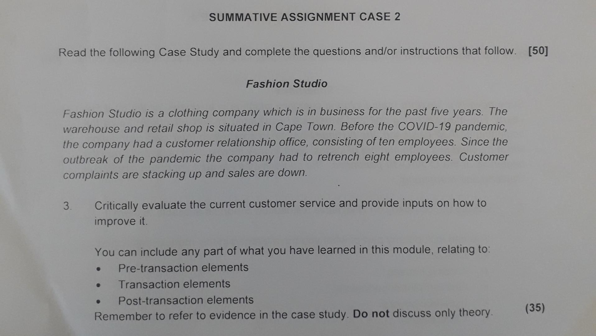 SUMMATIVE ASSIGNMENT CASE 2 Read the following