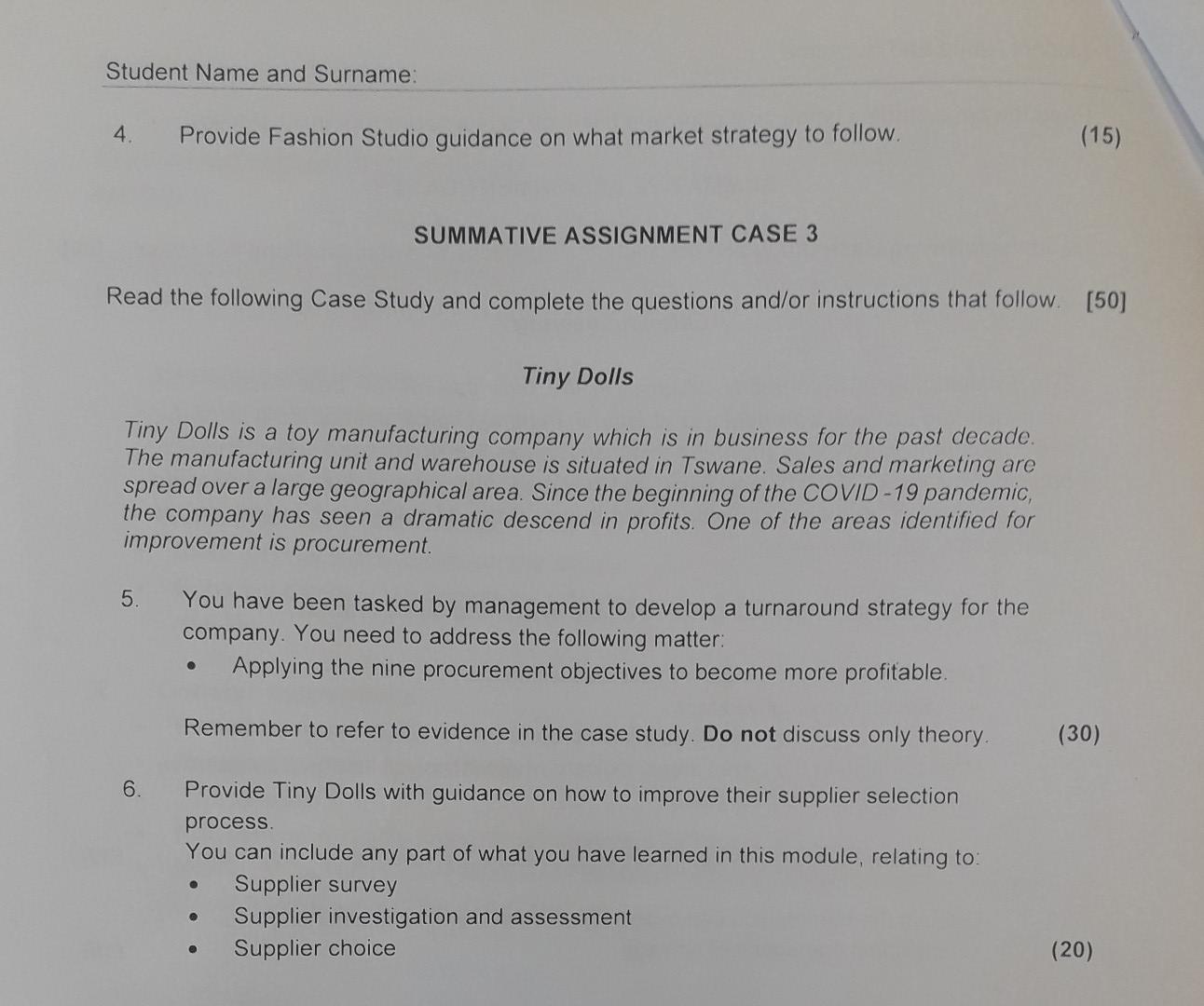 SUMMATIVE ASSIGNMENT CASE 2 Read the following