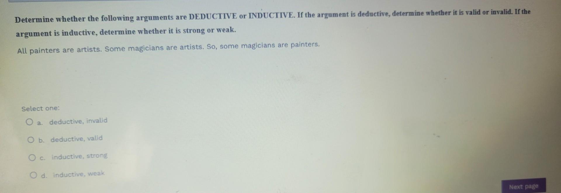 Determine whether the following arguments are