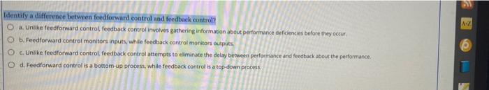 AZ Identify a difference between feedforward