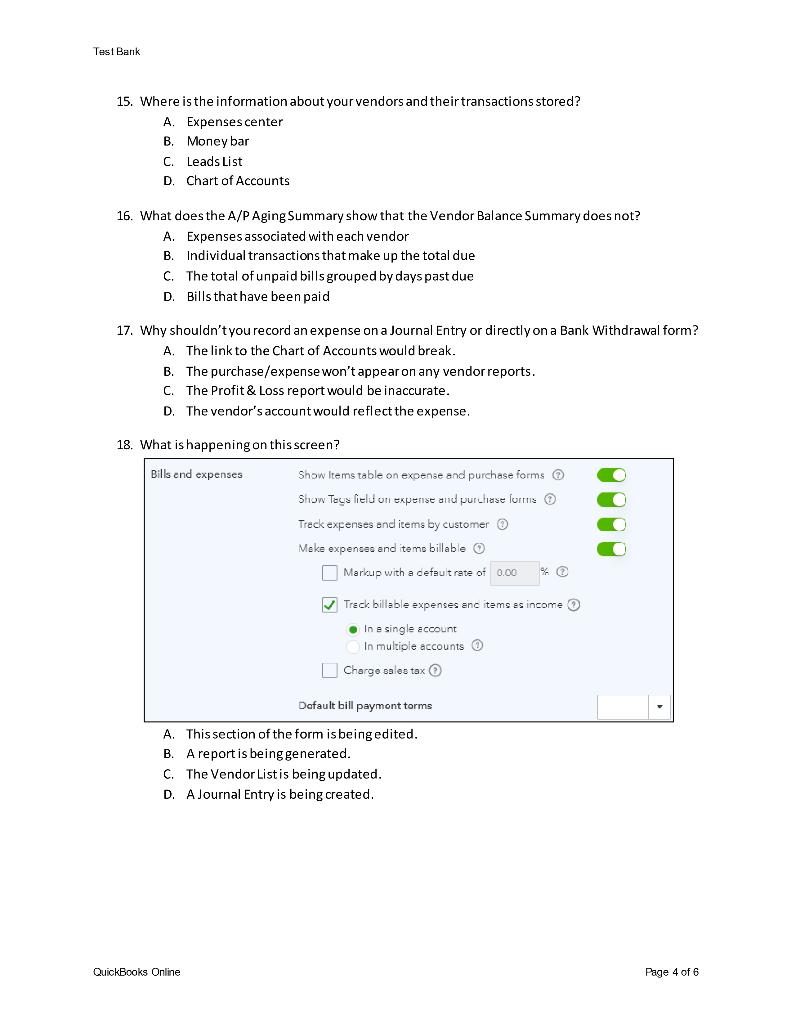 15. Where is the information about your vendors