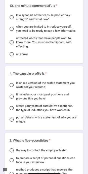 10. one minute commercial". Is * Is a synopsis of