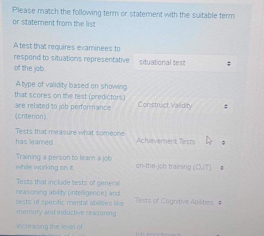 Please match the following term or statement with