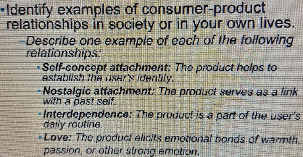 CONSUMER BEHAVIOR Identify examples of