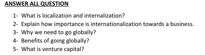 Answers ANSWER ALL QUESTION 1- What is