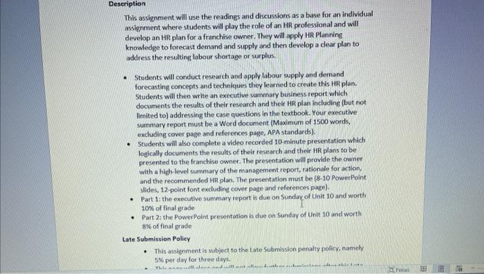 Description This assignment will use the readings