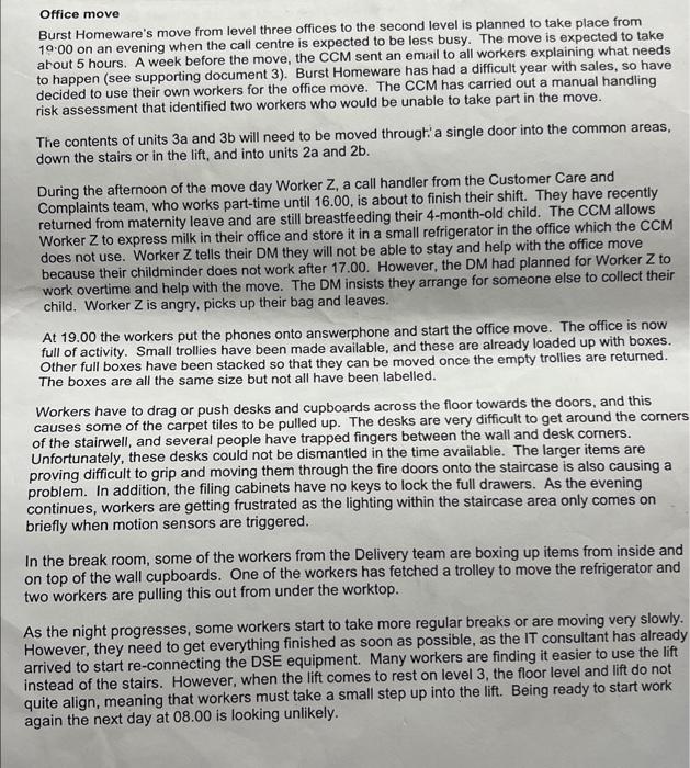 (c) The CCM wants to record the manual handling