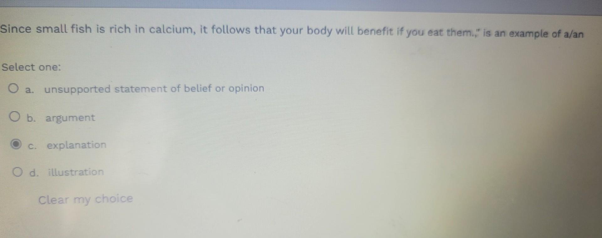 Since small fish is rich in calcium, it follows