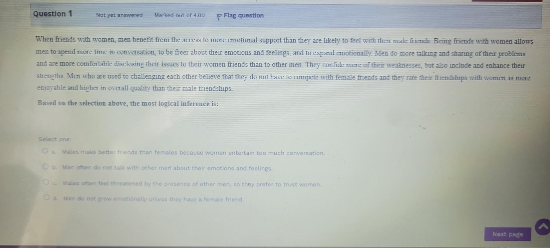 When friends with women, men benefit from the