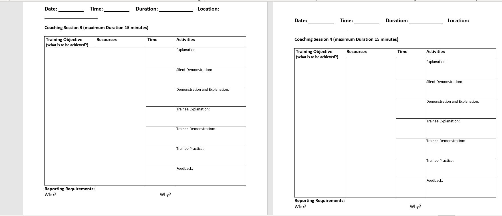 You will be observed coaching colleagues in tasks