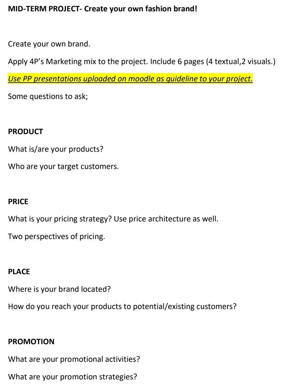 MID-TERM PROJECT- Create your own fashion brand!