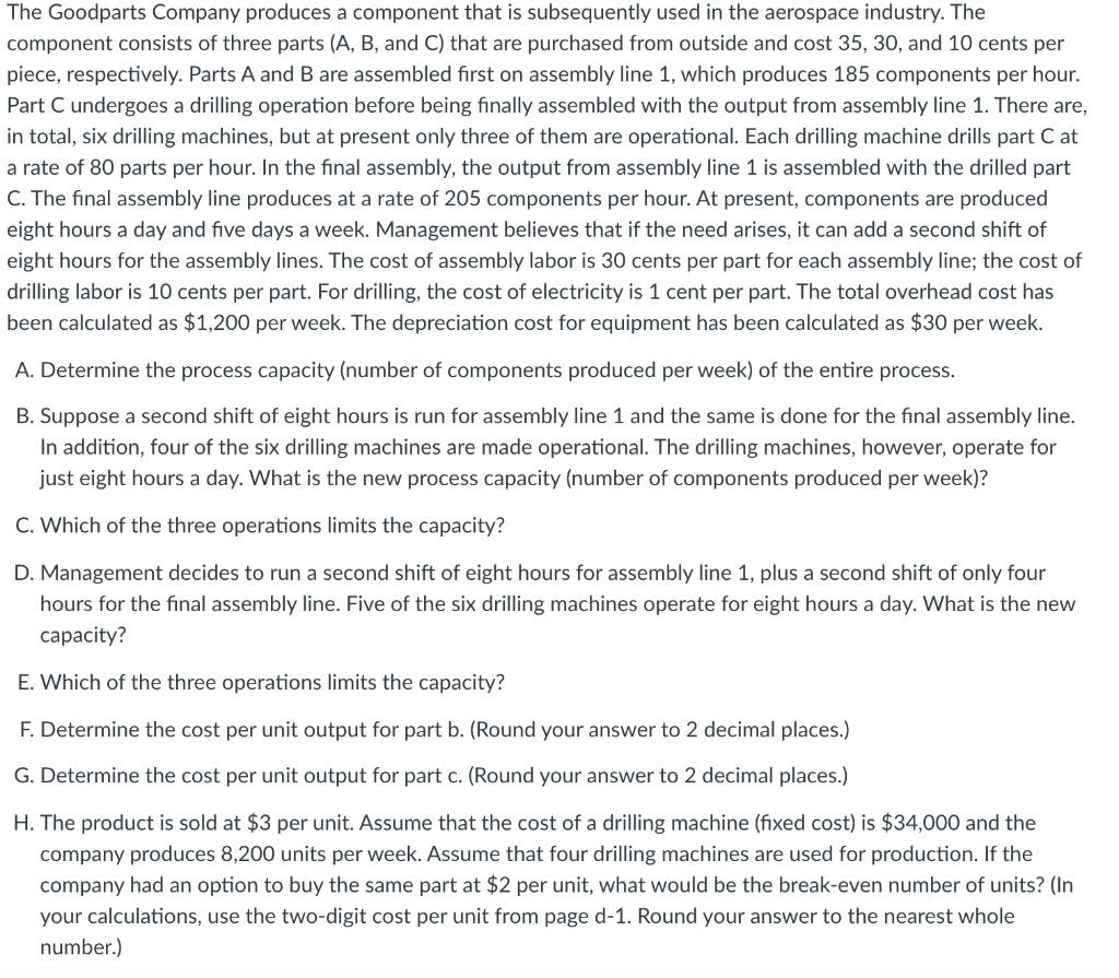 The Goodparts Company produces a component that