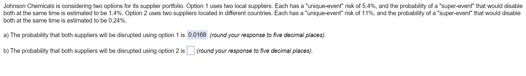 answer c as well please Johnson Chemicals is
