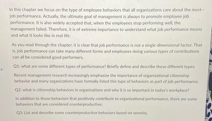 In this chapter we focus on the type of employee