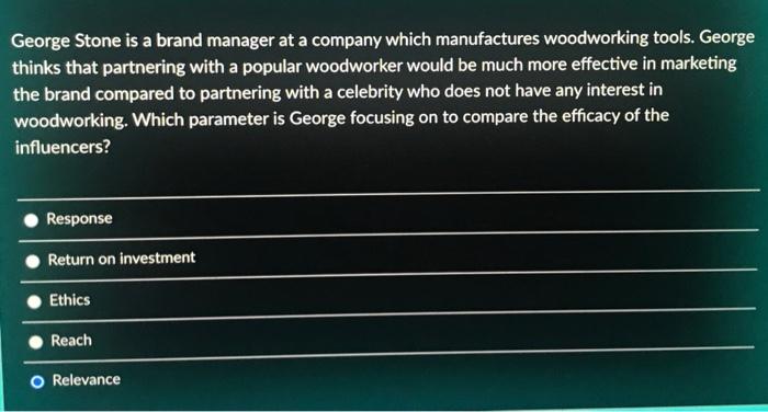 George Stone is a brand manager at a company