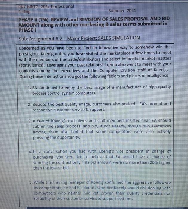 i need only 2nd answer RNC MKTG. 204: