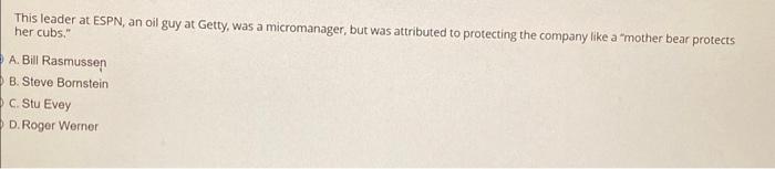 quick answer please This leader at ESPN, an oil