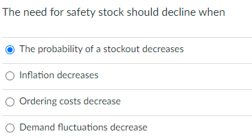 The need for safety stock should decline when The