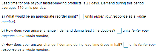 Lead time for one of your fastest-moving products