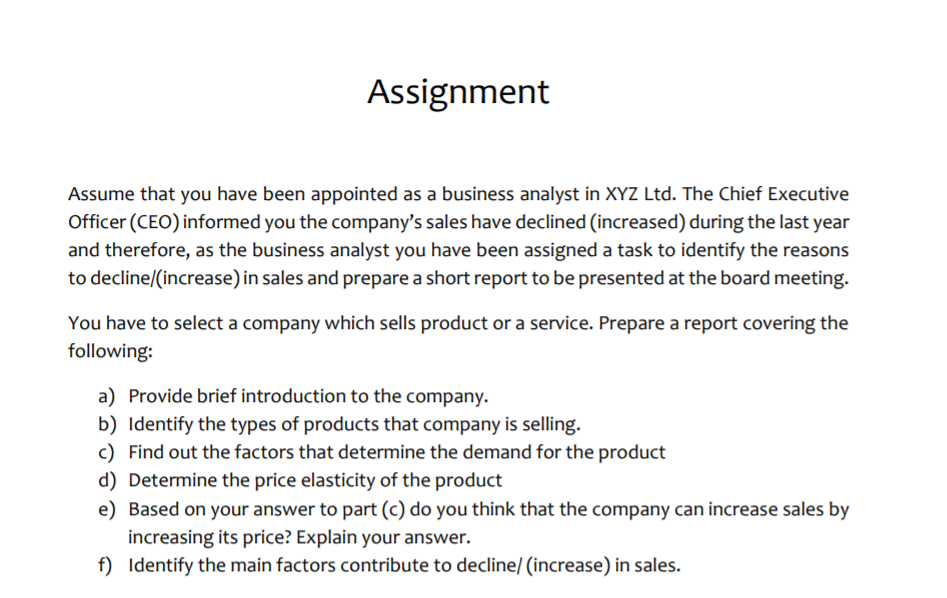 Assignment Assume that you have been appointed as