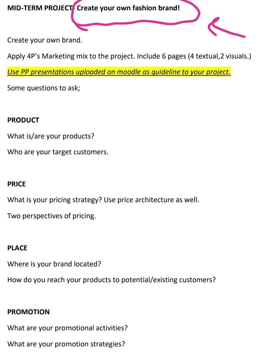 MID-TERM PROJECT Create your own fashion brand!