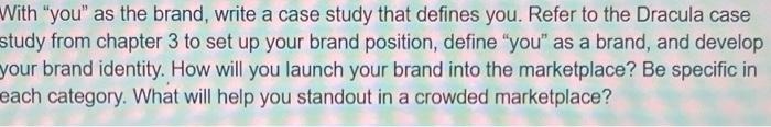 With "you" as the brand, write a case study that